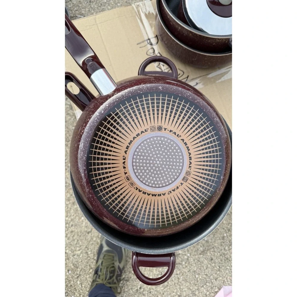T-fal Armal Cookware Set Pots Pans Lids Burgundy‎